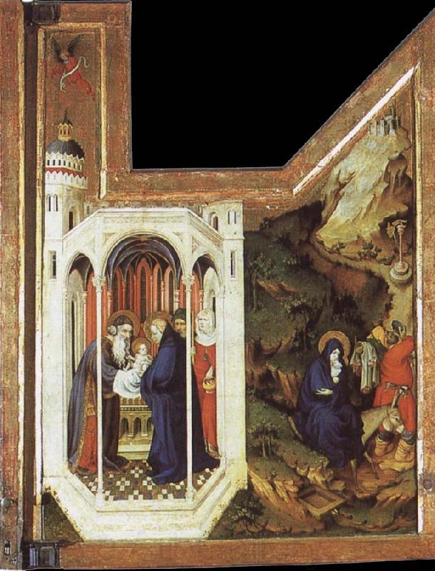 BROEDERLAM, Melchior Annunciation and Visitation Spain oil painting art